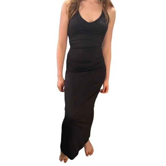 Meshki Heidi Dress Small Black Scoop Neck Backless Maxi Dress Stretch NWT - Picture 2 of 14